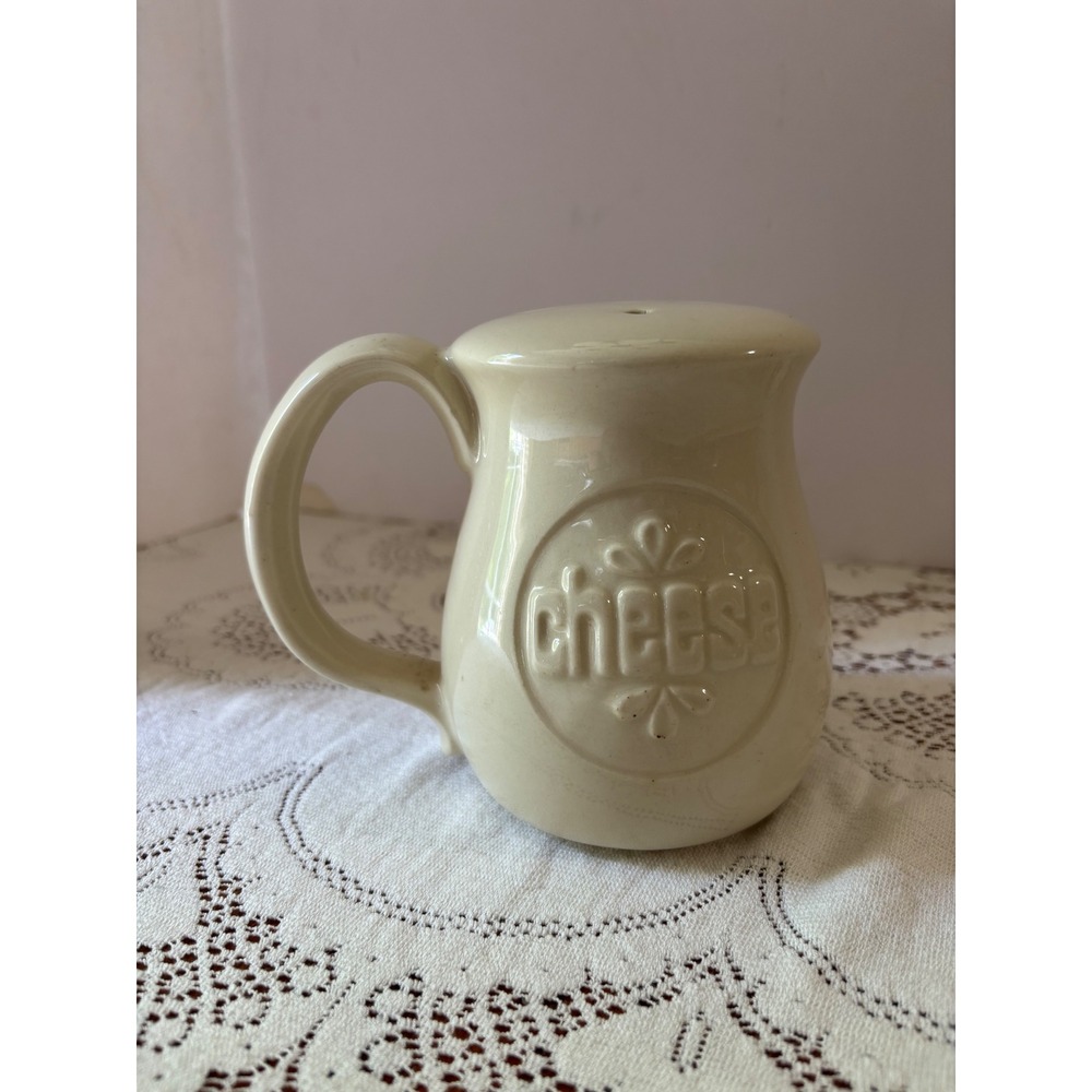 Vintage Ceramic Parmesan Cheese Shaker Mug‎ Shape Cream Embossed Kitchen Decor